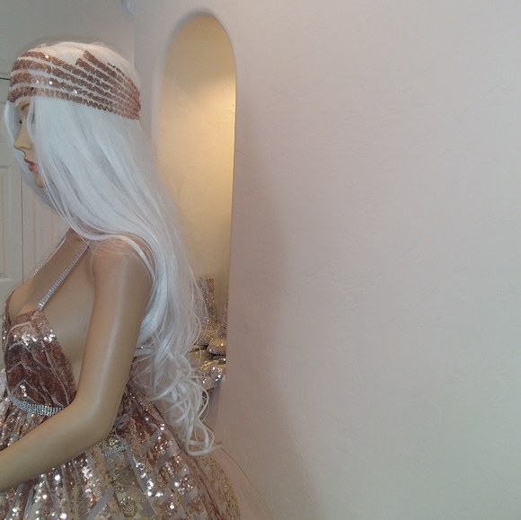 "HELEN" Blush Art Deco Wedding Ballgown Set - Picture 15 of 16